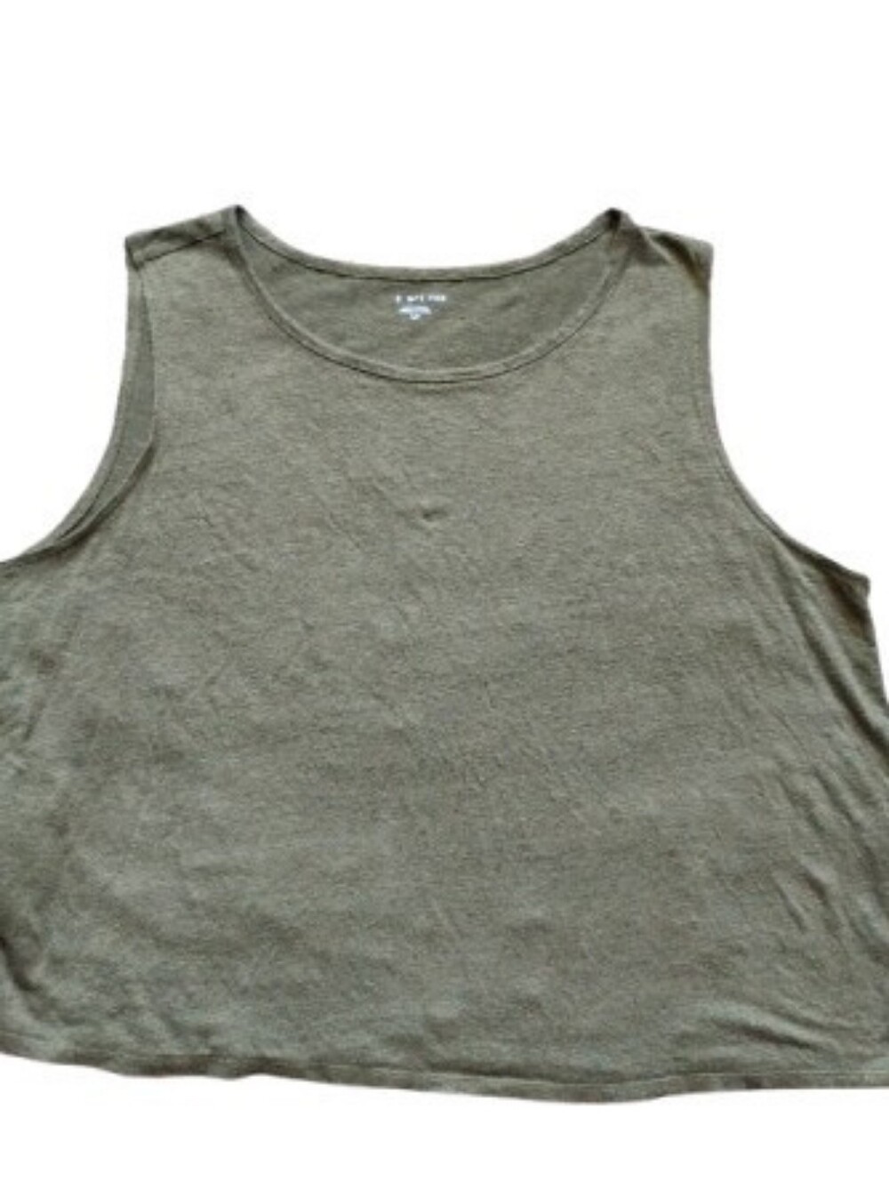 NWOT Eileen Fisher Organic Linen Tank Top Olive Oversized Cropped Small
